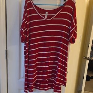 2/$6 Or $3/8 Bundle And Save! Zenana Outfitters Red and White Striped Top